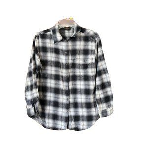 Vintage Greatland Sportswear Mens Plaid Flannel Medium Black & White Lightweight